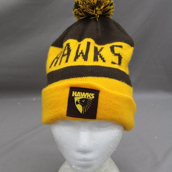 AFL Toque / Beanie - Hawthorn Hawks Wrap Graphic - Adult Stretch Fit - Picture 1 of 8